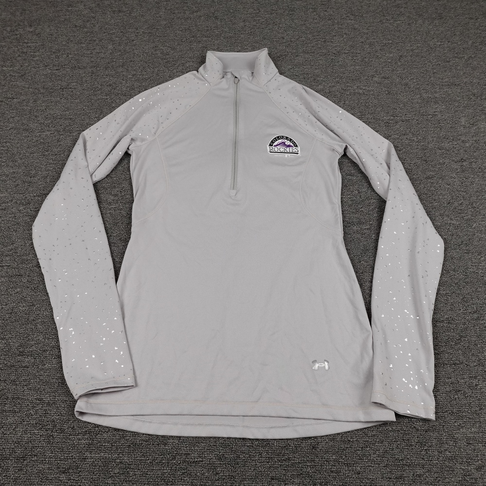 Colorado Rockies Shirt Womens Small Gray MLB Baseball Under Armour 1/4 Zip